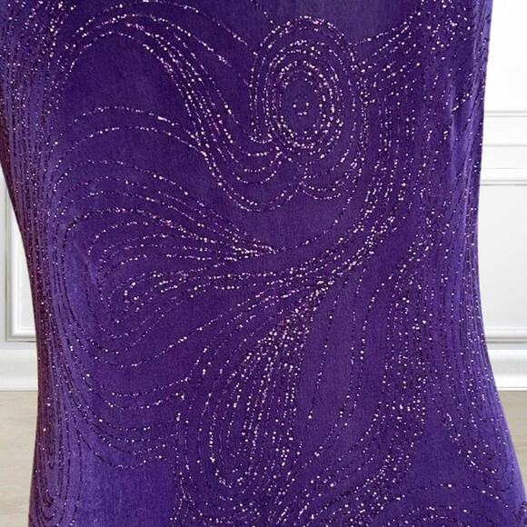 90s Vintage Purple Glitter Mermaid Gown Floor-Length Dress M - Picture 4 of 10